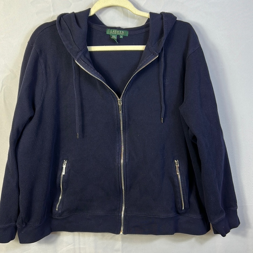 Lauren Ralph Lauren Navy Blue Hooded Jacket Size 3X Zip pockets Like New